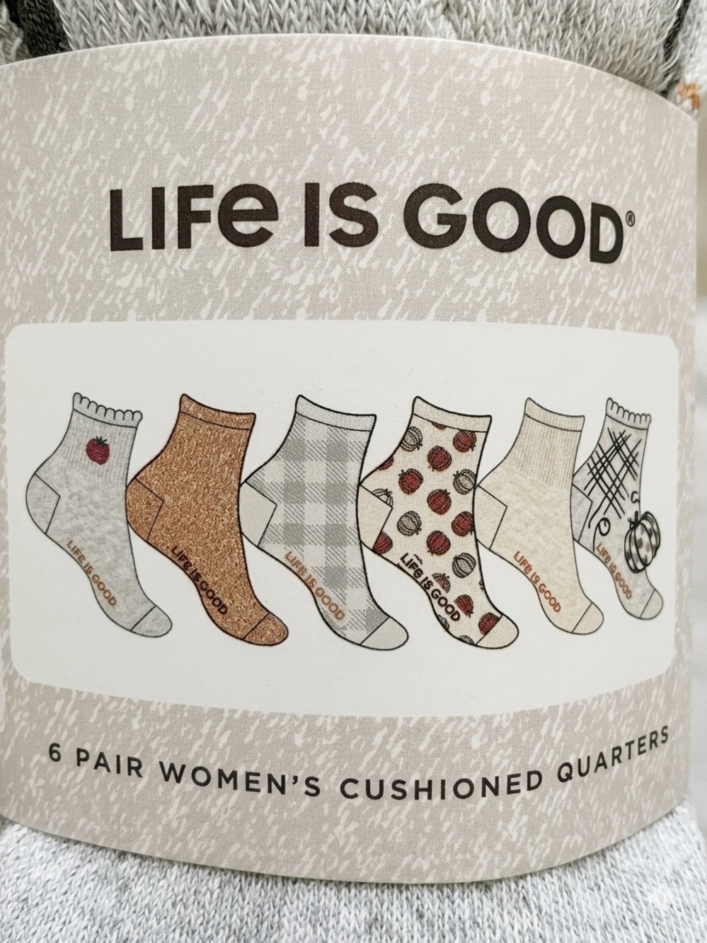 Life Is Good 6 pairs of Crew Socks with Embroidered Orange Pumpkin fall themed - Picture 3 of 3
